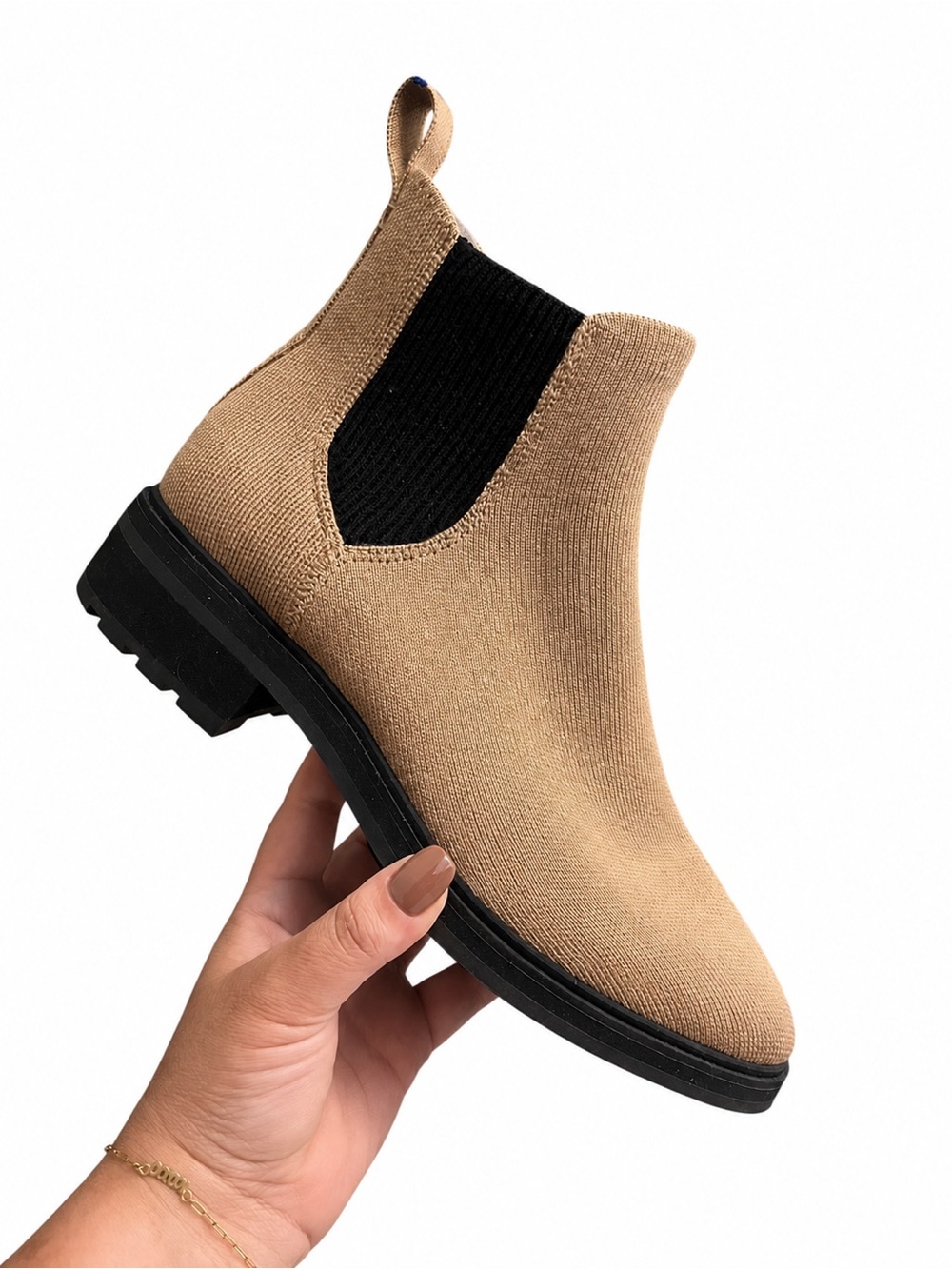 Rothy’s The Lug Boot Womens 10.5 Tan Camel Chelsea Ankle Boots Merino Wool